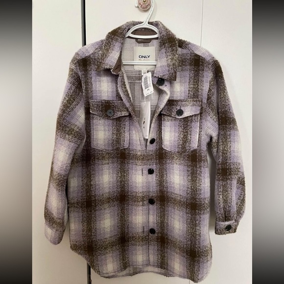 NWT Purple Plaid Shacket- Only Blue Denim Brand - Picture 1 of 2
